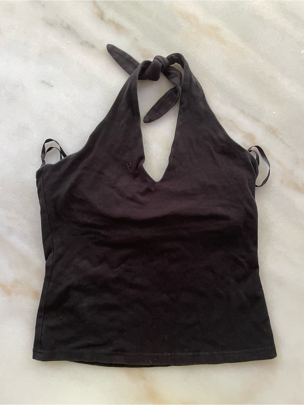 Black Halter Tie Women's Top Y2K size S